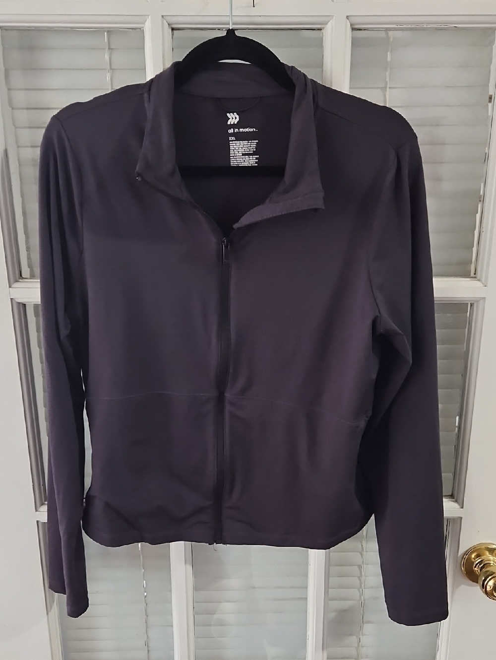 NWOT All In Motion Black Full-Zip Lightweight Jacket. Sz XXL, Runs Small